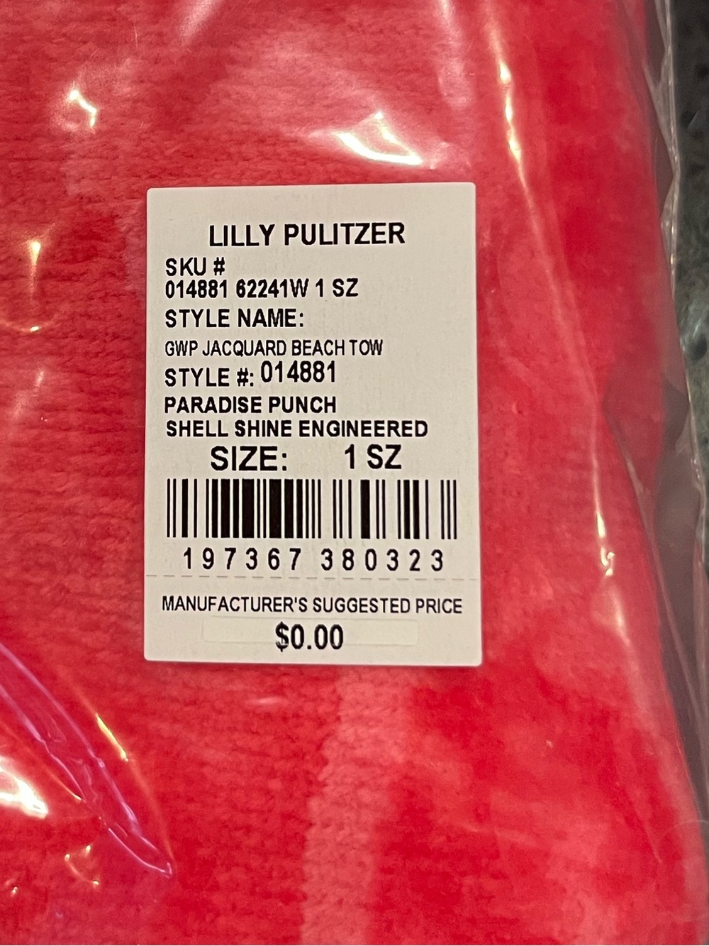 NWT/GWP Red Lilly Pulitzer Towel - Picture 4 of 5
